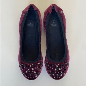Vera Wang Embellished Burgundy Ballet Flats